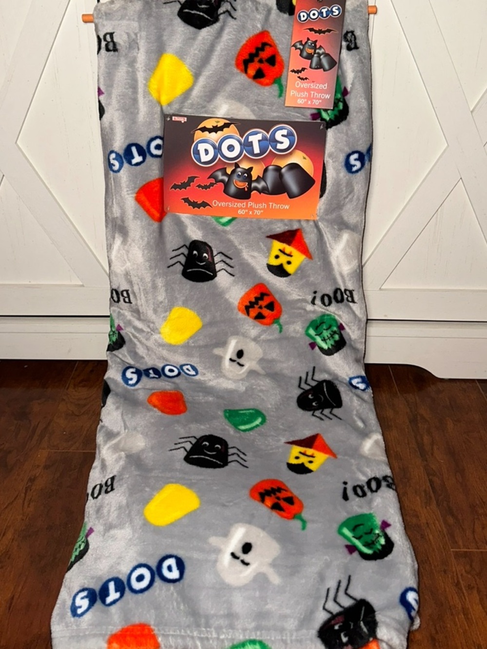 Dots Gray Halloween Candy Plush Throw Blanket